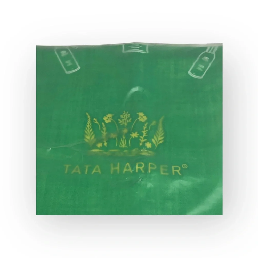 new Tata Harper 🜸 Signature Logo Print Beauty Bandana 🜸 Green Yellow White 🜸